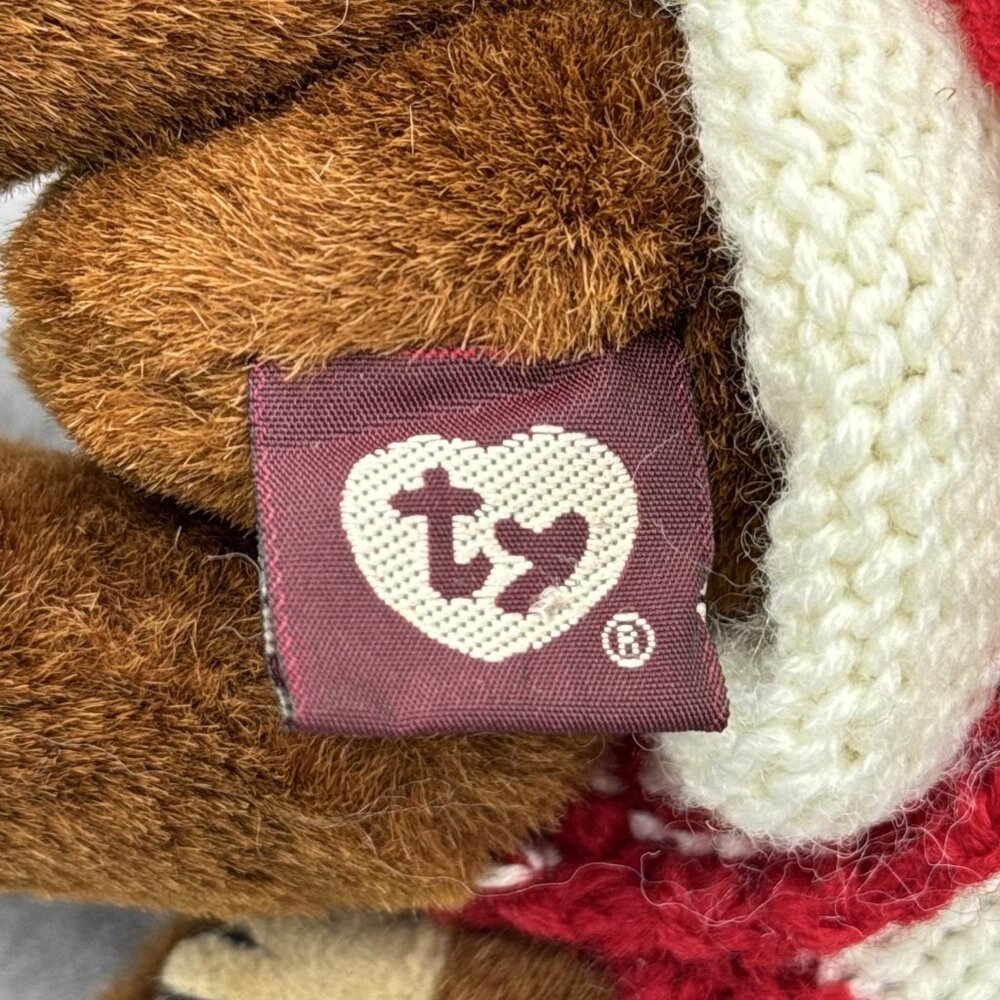 Casanova Brown Bear Attic Treasures Plushie White Sweater Heart TY 1993 Posable - Picture 7 of 8